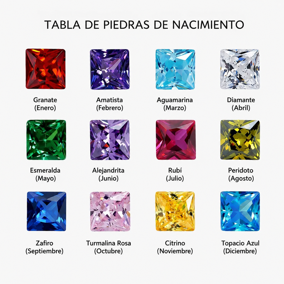 Collar con cierre de mosquetón y colgante, con inicial y piedra de nacimiento
