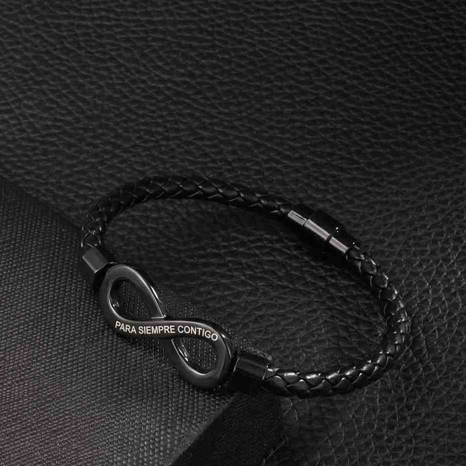 Pulsera de hombre con símbolo del infinito: grabado opcional, regalo para él