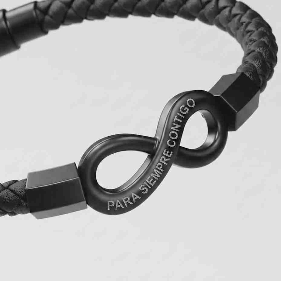 Pulsera de hombre con símbolo del infinito: grabado opcional, regalo para él