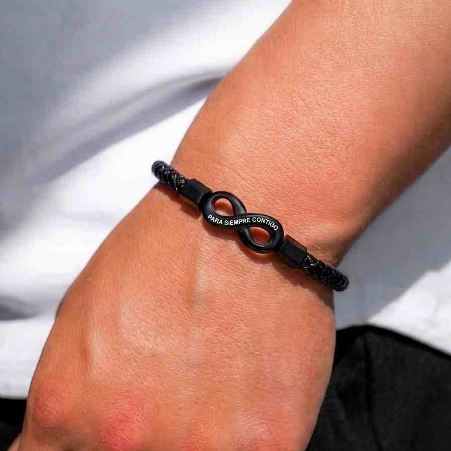 Pulsera de hombre con símbolo del infinito: grabado opcional, regalo para él