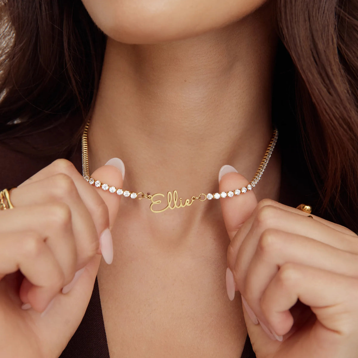 Collar tenis personalizado con nombre y circonitas – regalo elegante