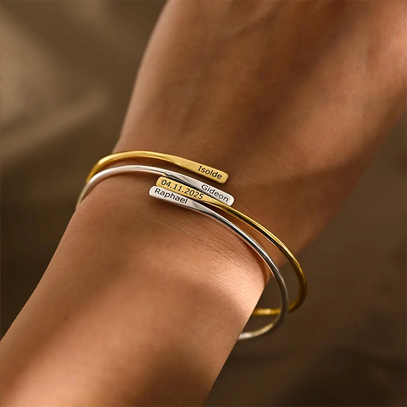 Pulsera Personalizada con Grabado – Nombres, Fechas y Palabras Especiales, para Parejas