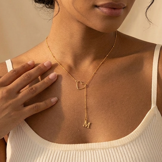 Collar con inicial y corazón personalizado