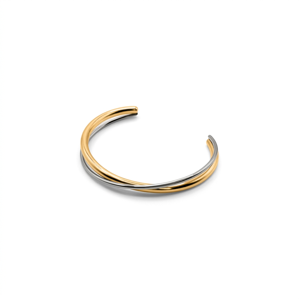 Pulsera doble rígida tipo cuff – chapada en oro de 18K