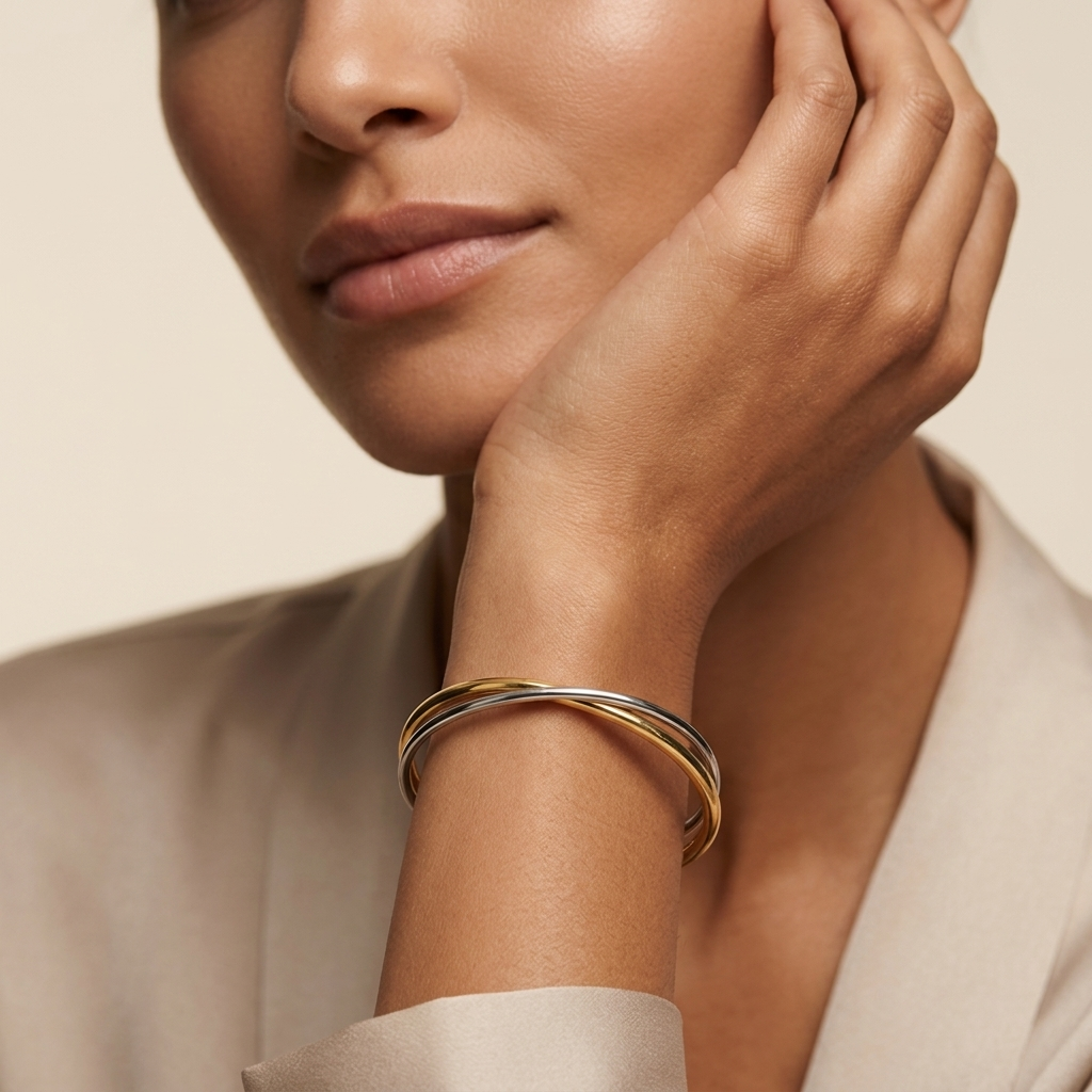 Pulsera doble rígida tipo cuff – chapada en oro de 18K