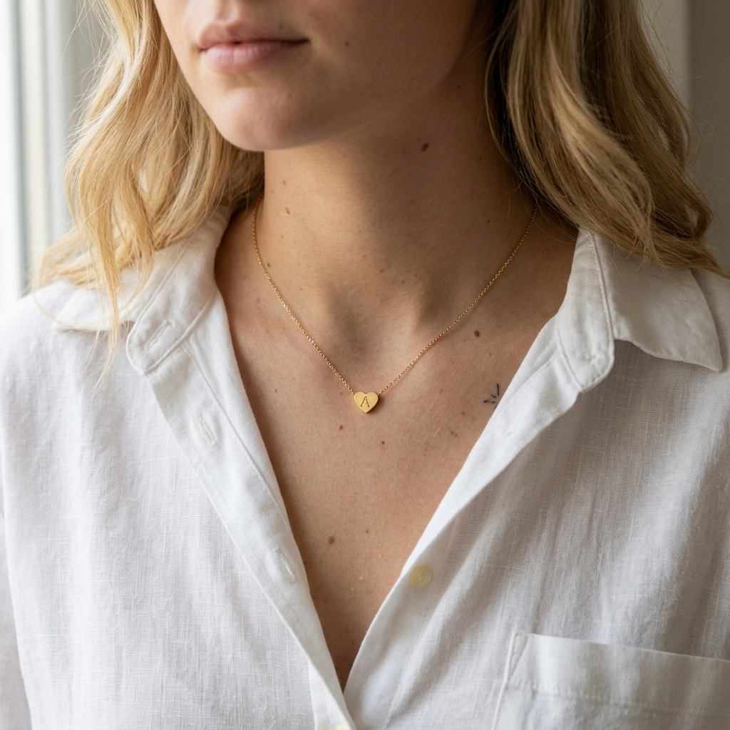 Collar con inicial en forma de corazón