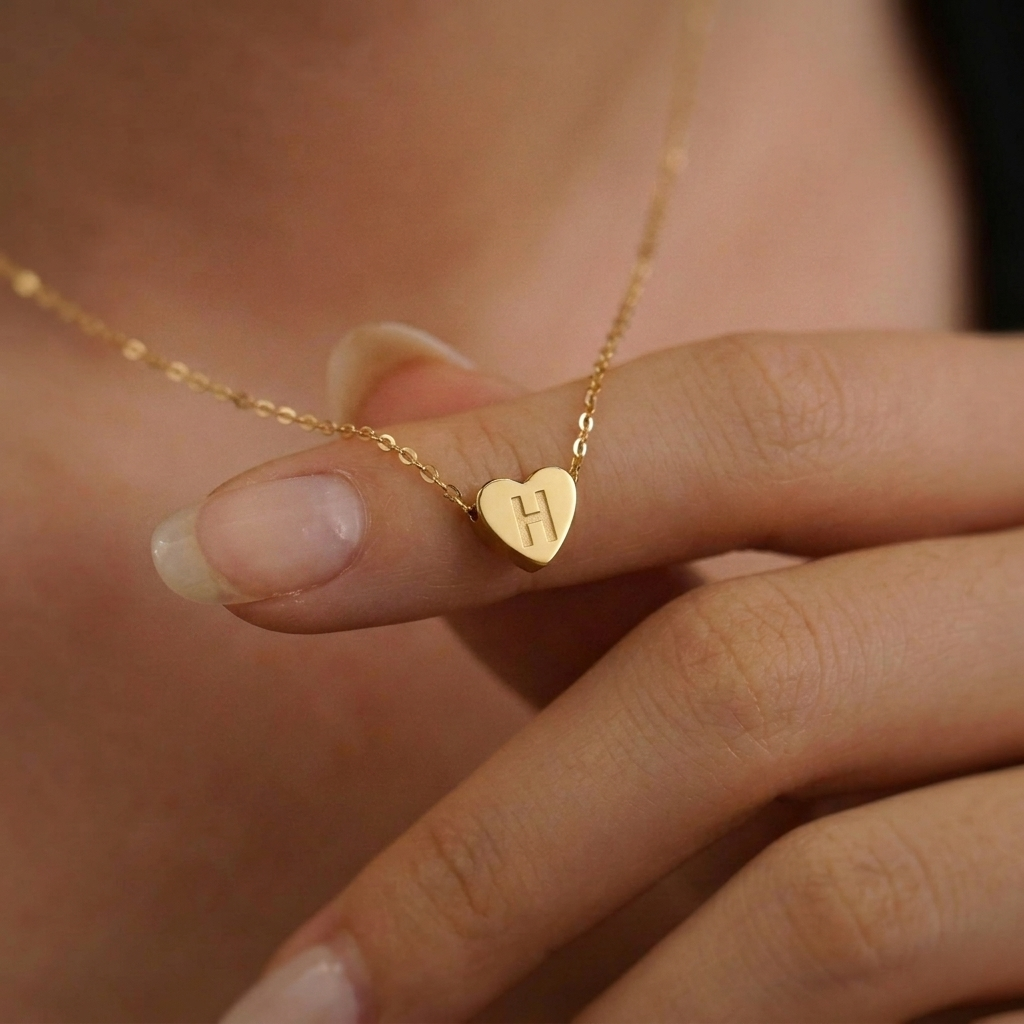 Collar con inicial en forma de corazón