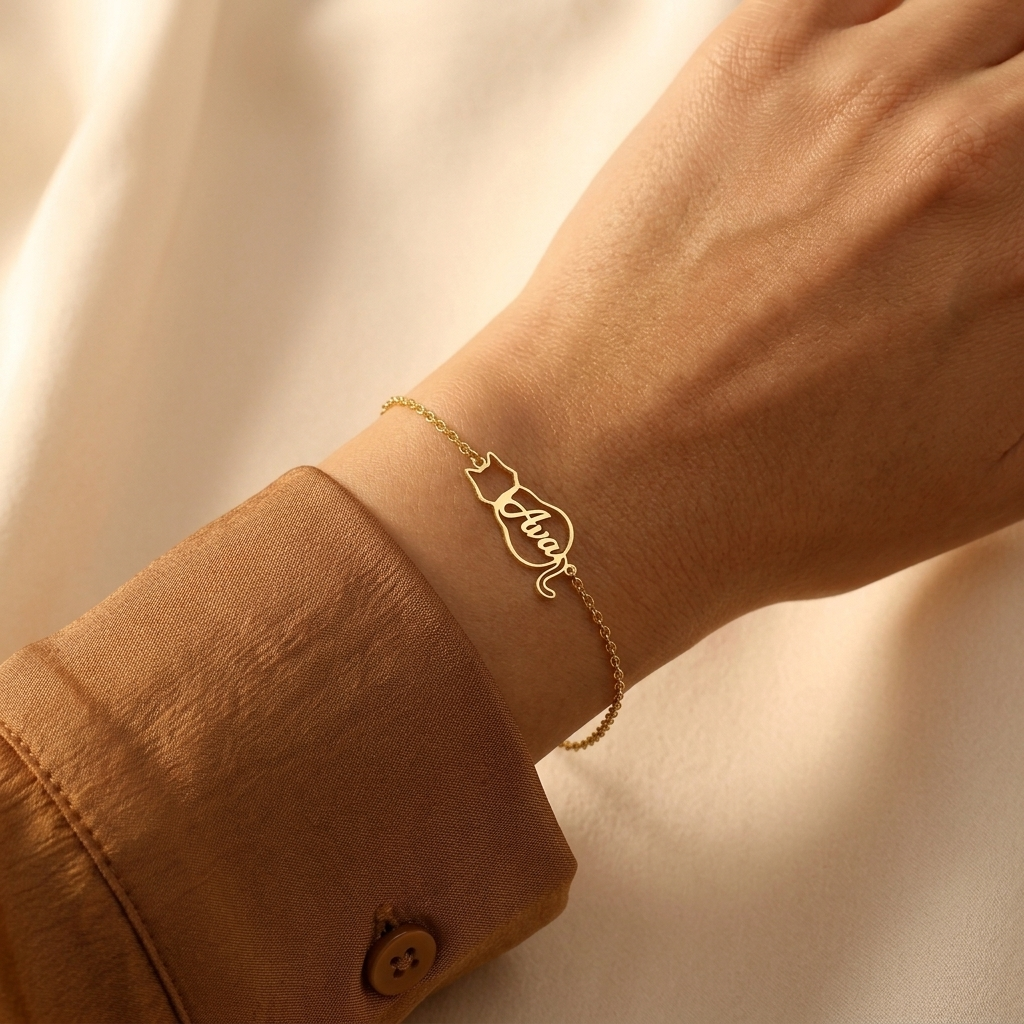 Pulsera con gato – personalizada con nombre