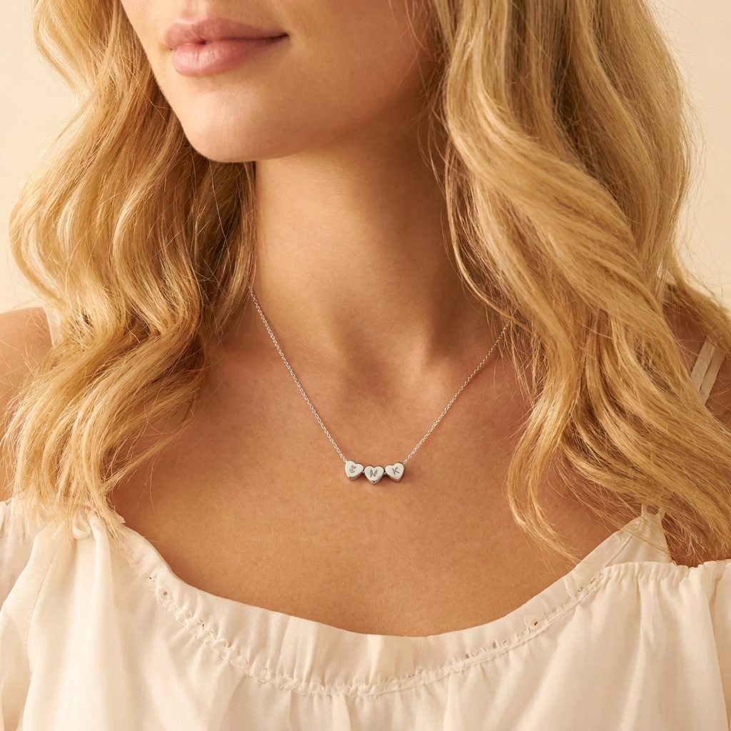 Collar personalizado en forma de corazón con iniciales