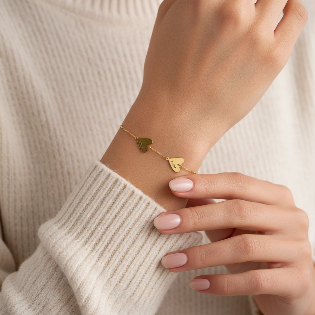 Pulsera personalizada con grabado – colgante de corazón