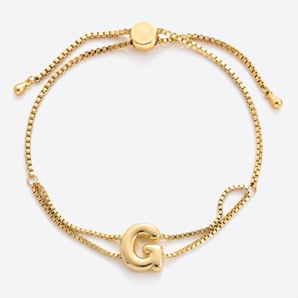 Pulsera con inicial estilo bubble