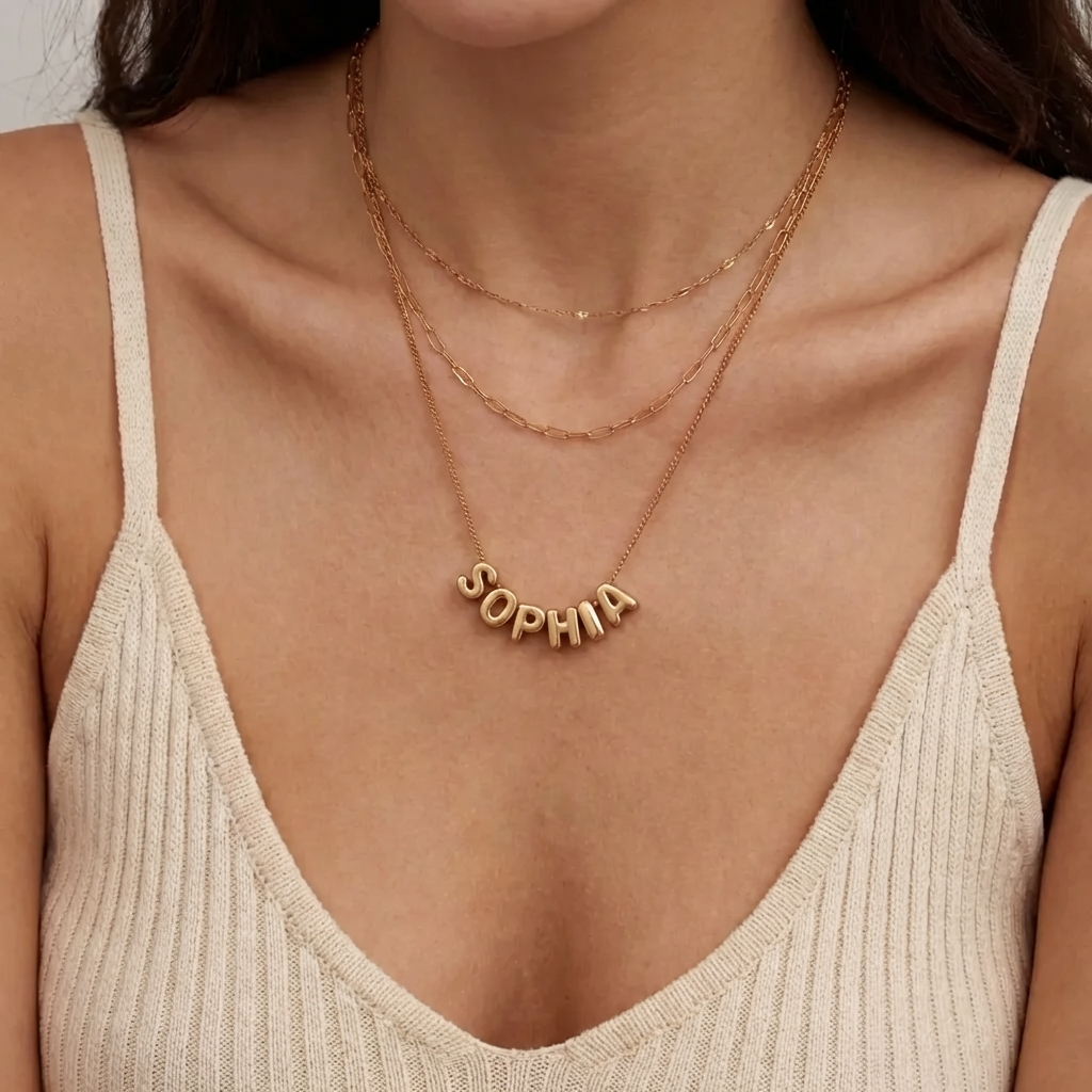 Collar con nombre personalizado estilo bubble