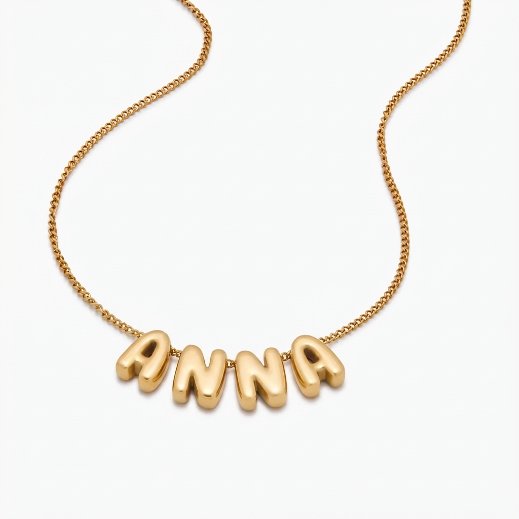 Collar con nombre personalizado estilo bubble