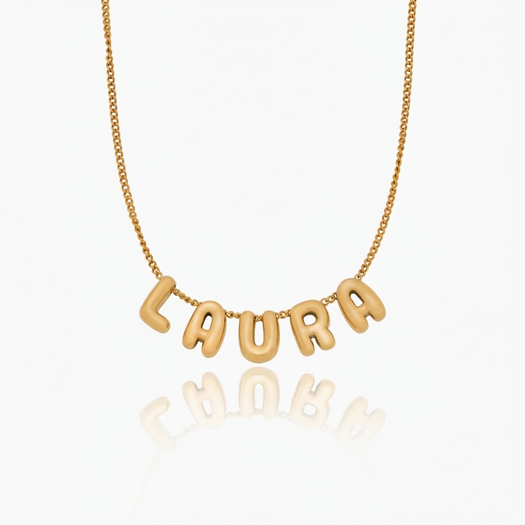 Collar con nombre personalizado estilo bubble