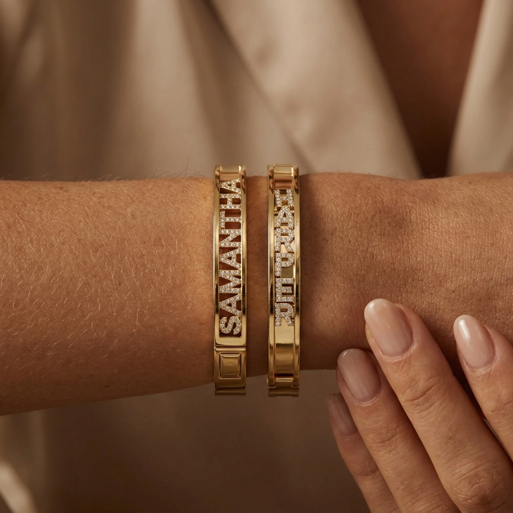 Pulsera personalizada con nombre y circonitas