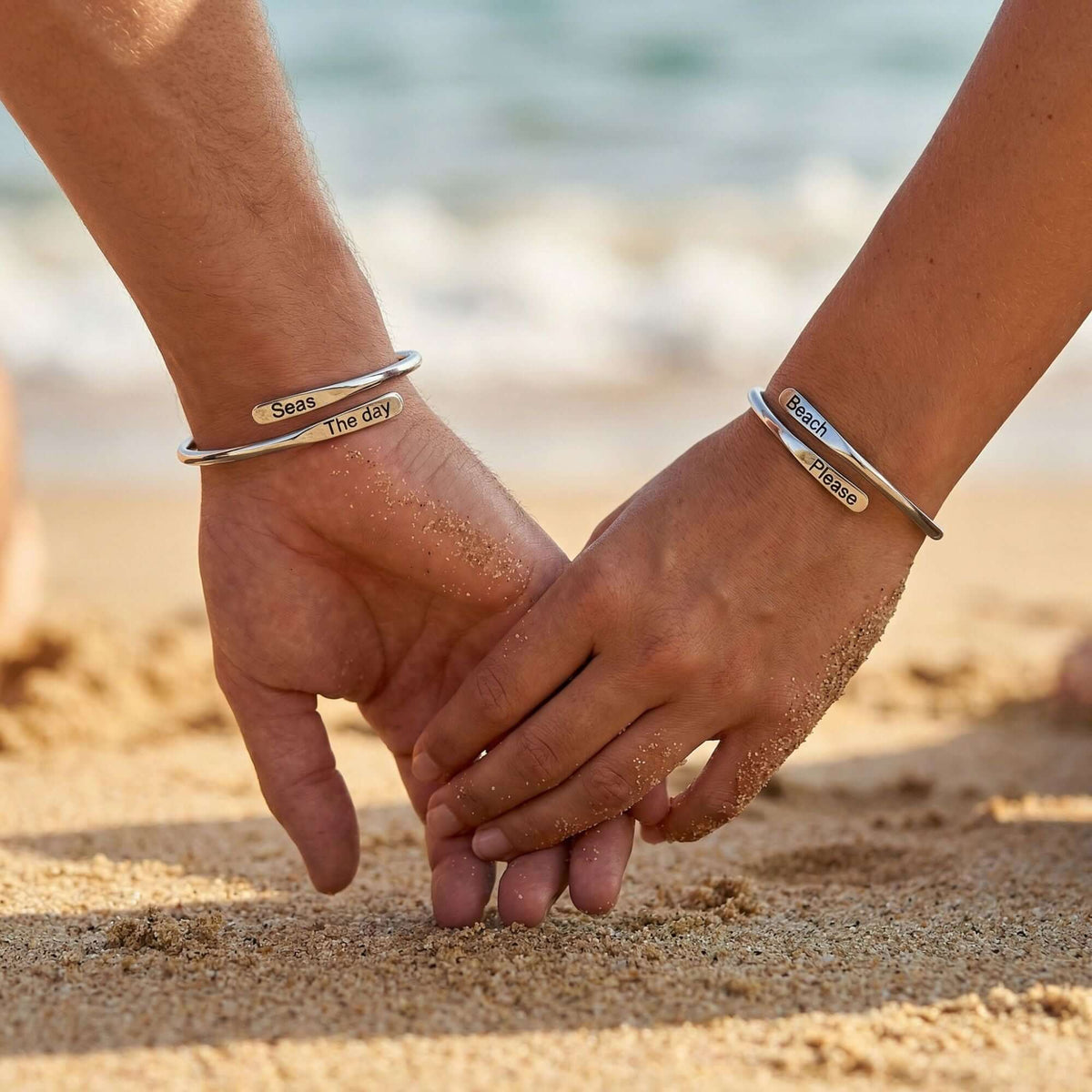 Pulsera Personalizada con Grabado – Nombres, Fechas y Palabras Especiales, para Parejas