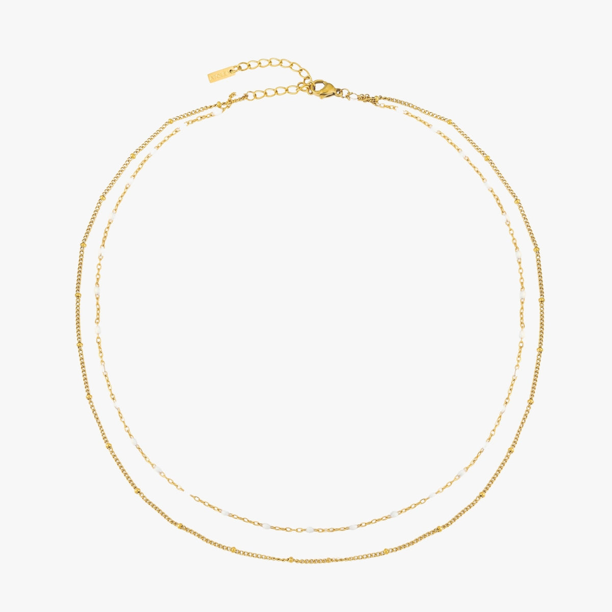 Collar de capas con doble cadena y abalorios