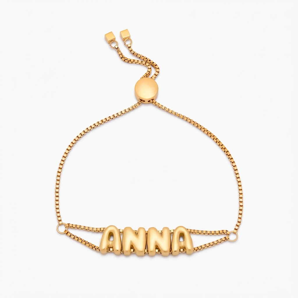 Pulsera con nombre en forma de burbujas