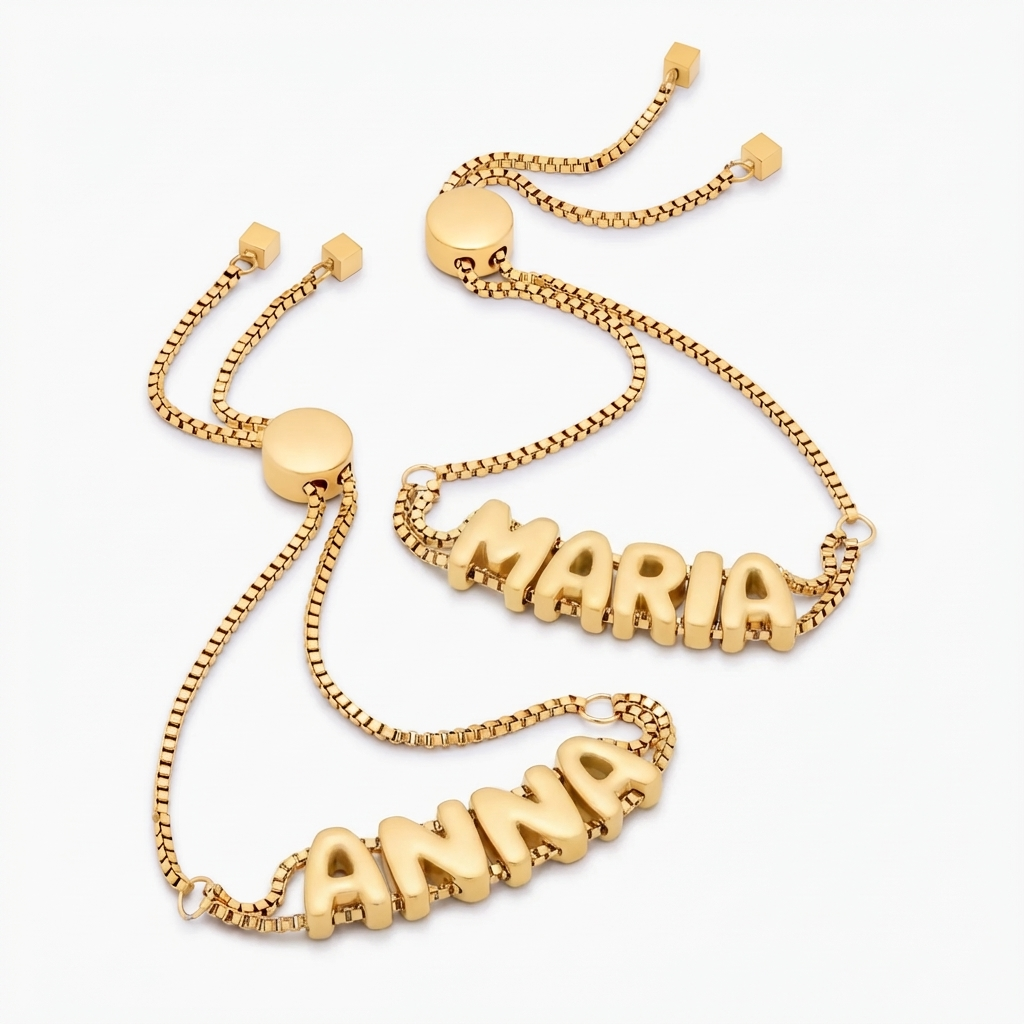 Pulsera con nombre en forma de burbujas