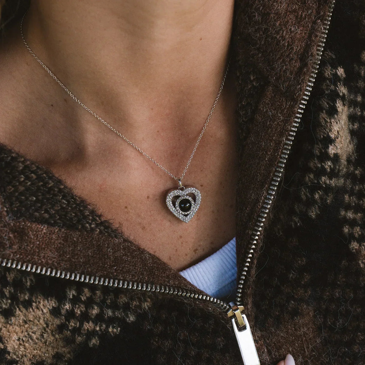 Collar personalizado con colgante en forma de corazón con fotografía