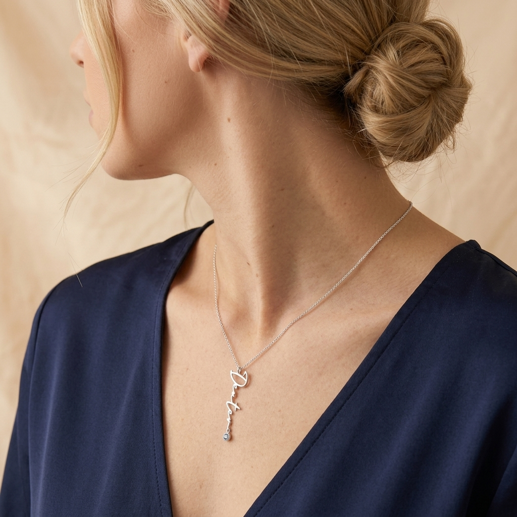 Collar con nombre y piedra de nacimiento – joyería personalizada