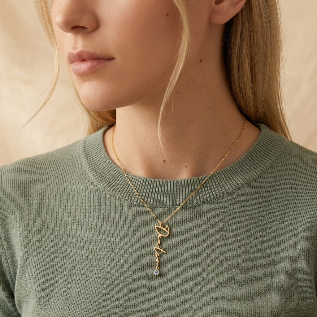 Collar con nombre y piedra de nacimiento – joyería personalizada