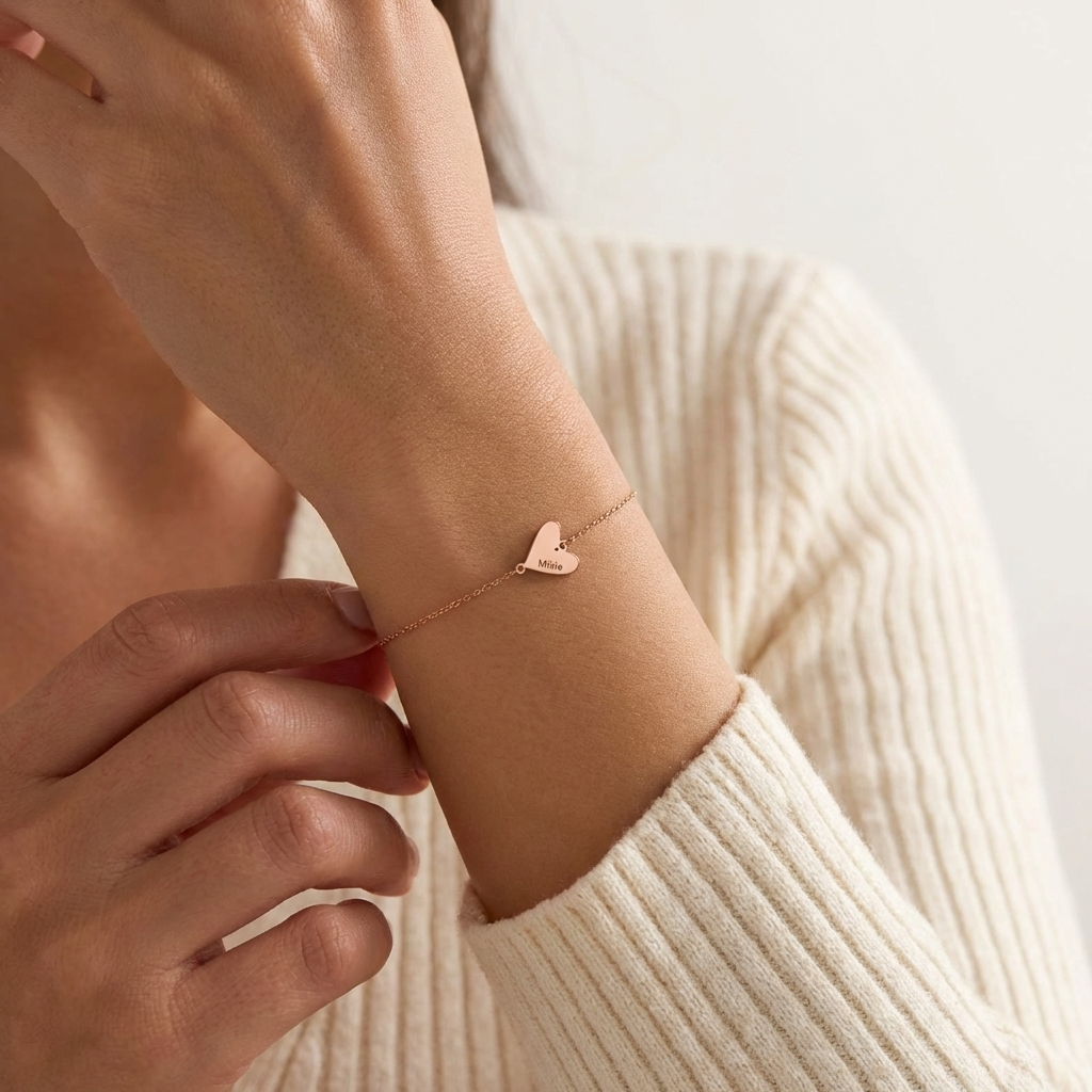 Pulsera personalizada con grabado – colgante de corazón