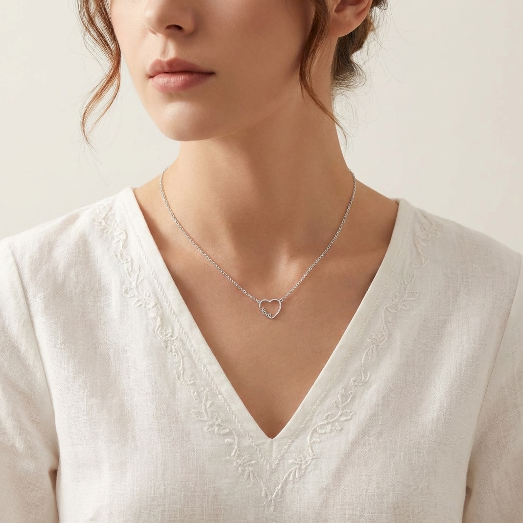Collar personalizado con nombre y corazón