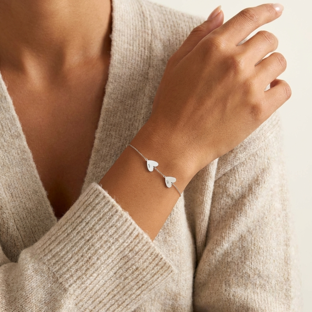Pulsera personalizada con grabado – colgante de corazón