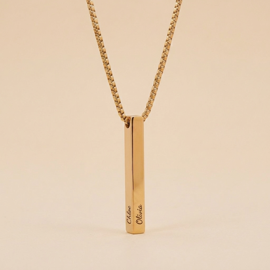 Collar Personalizado con Nombres Grabados – Colgante Vertical