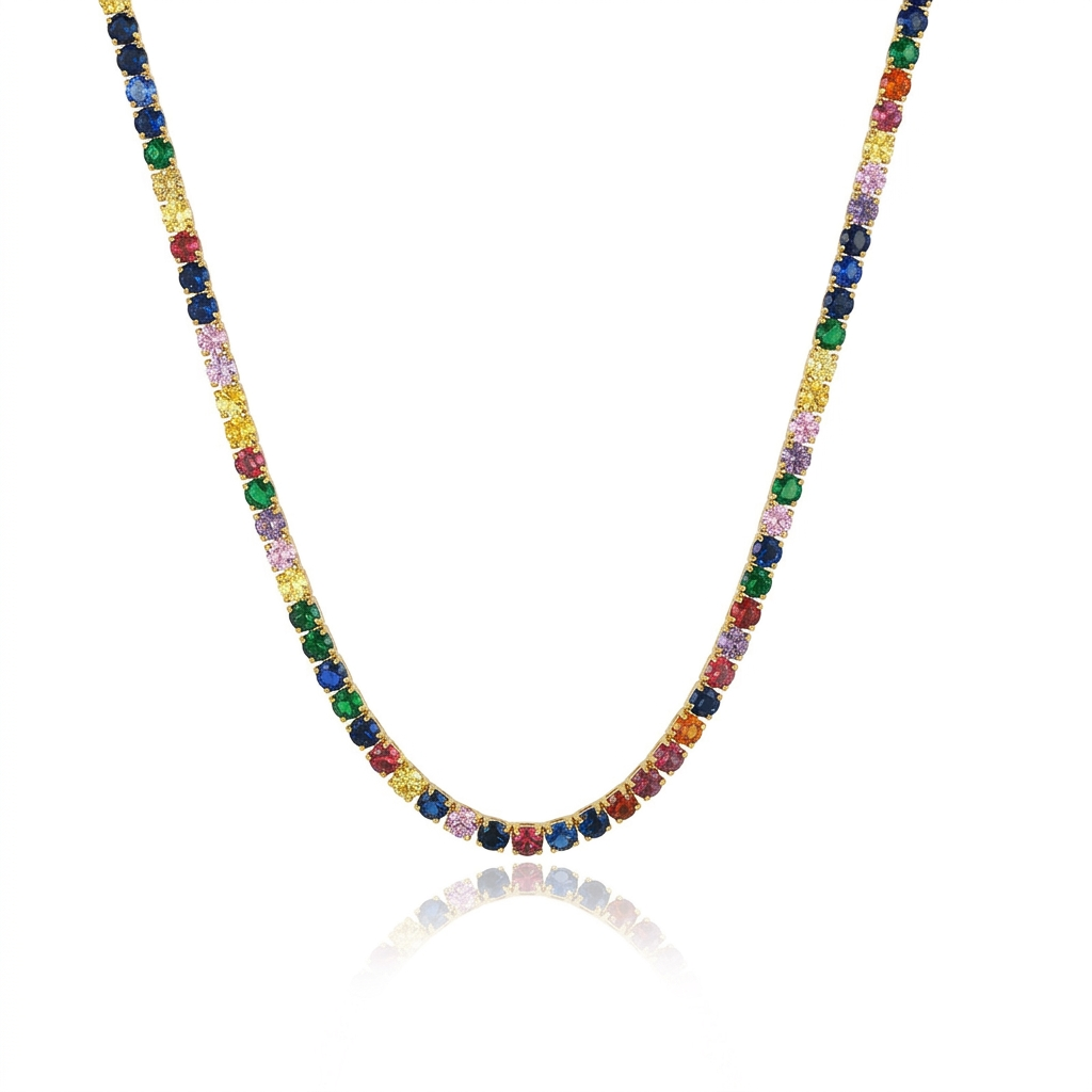 Collar tenis bañado en oro con circonitas