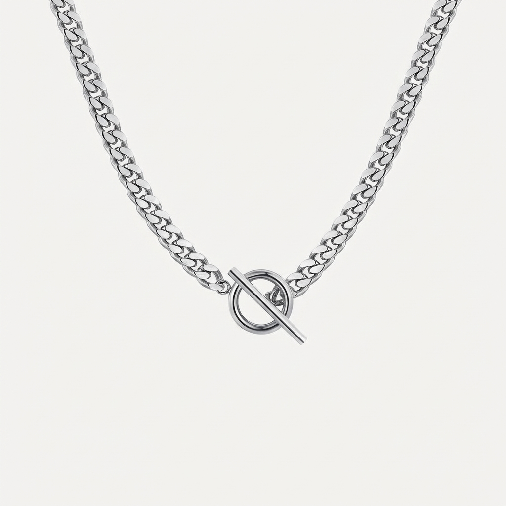 Collar con cadena llamativa y cierre tipo toggle
