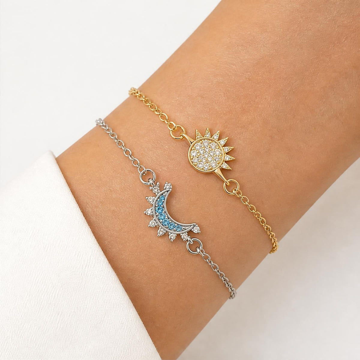 Pulseras para dos Sol y Luna – Juego de 2 piezas