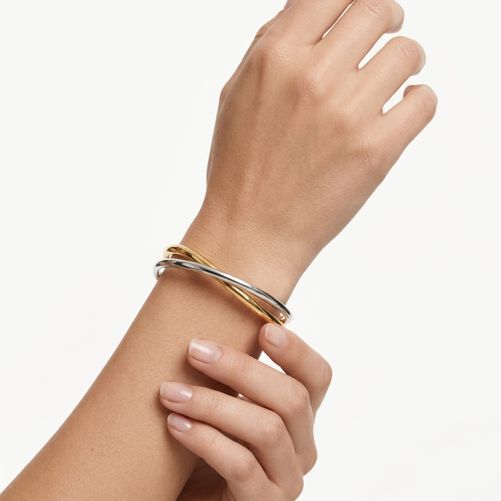Pulsera doble rígida tipo cuff – chapada en oro de 18K